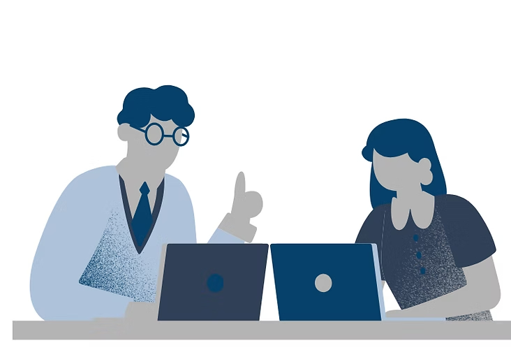 illustration of a man and a woman working together