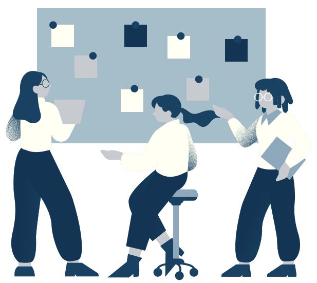 Illustration of 3 women working